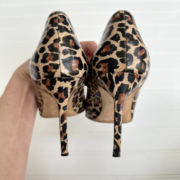 Manolo Blahnik Leopard BB Print Patent Leather Stiletto Pumps Heels 39.5 90mm - Picture 5 of 11